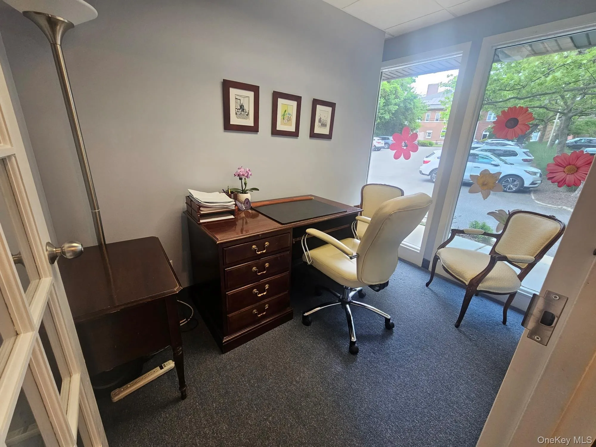 Office with dark carpet Office with dark carpet