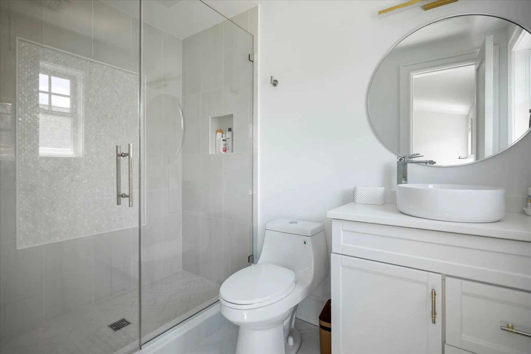Full bathroom featuring vanity, a shower stall, and toilet Full bathroom featuring vanity, a shower stall, and toilet