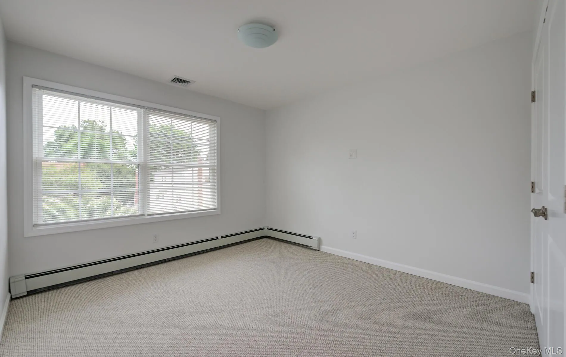 Carpeted spare room with a baseboard heating unit and baseboards Carpeted spare room with a baseboard heating unit and baseboards