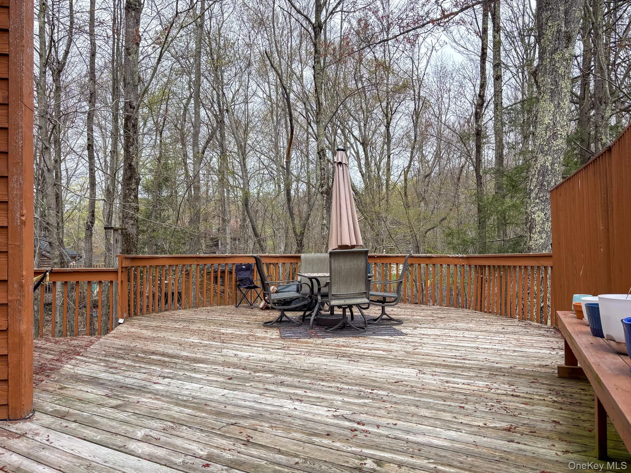 Deck with outdoor dining area Deck with outdoor dining area
