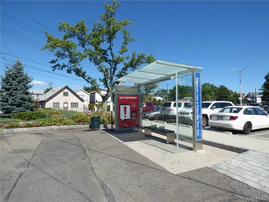 Bus stop with Transportation to Manhattan and local buses and parking lot Bus stop with Transportation to Manhattan and local buses and parking lot