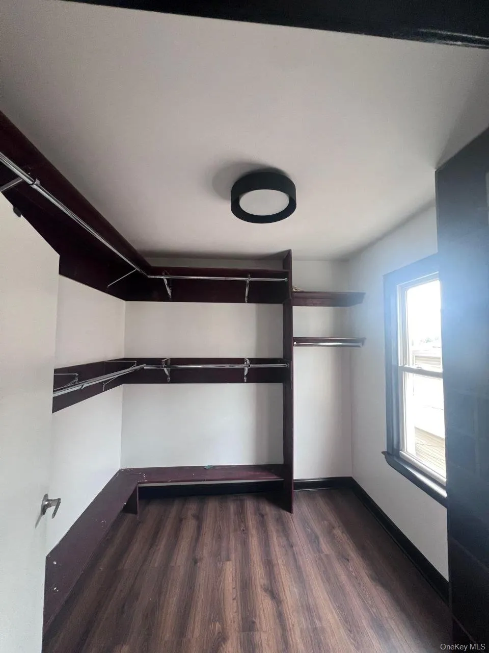 Spacious closet with dark wood-style flooring Spacious closet with dark wood-style flooring