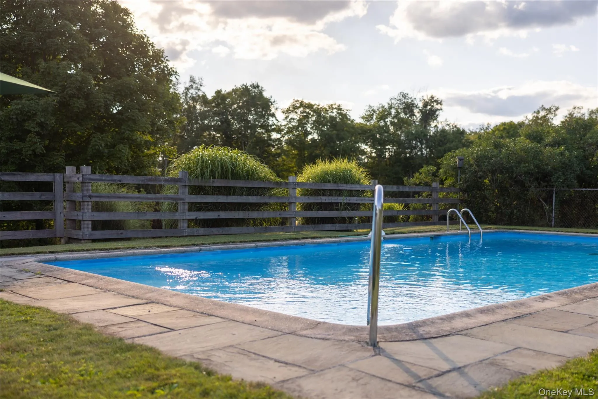 View of pool with view of wooded area View of pool with view of wooded area
