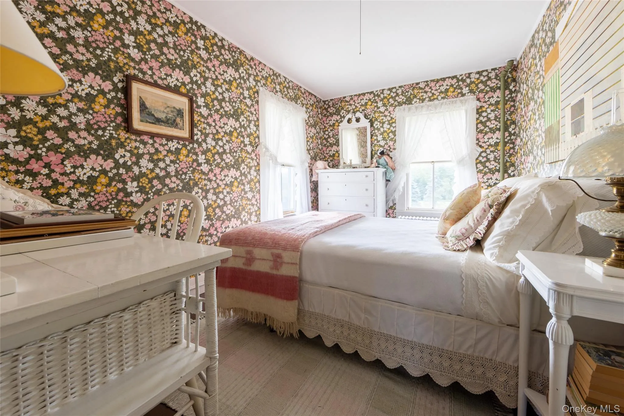 Bedroom with wallpapered walls Bedroom with wallpapered walls