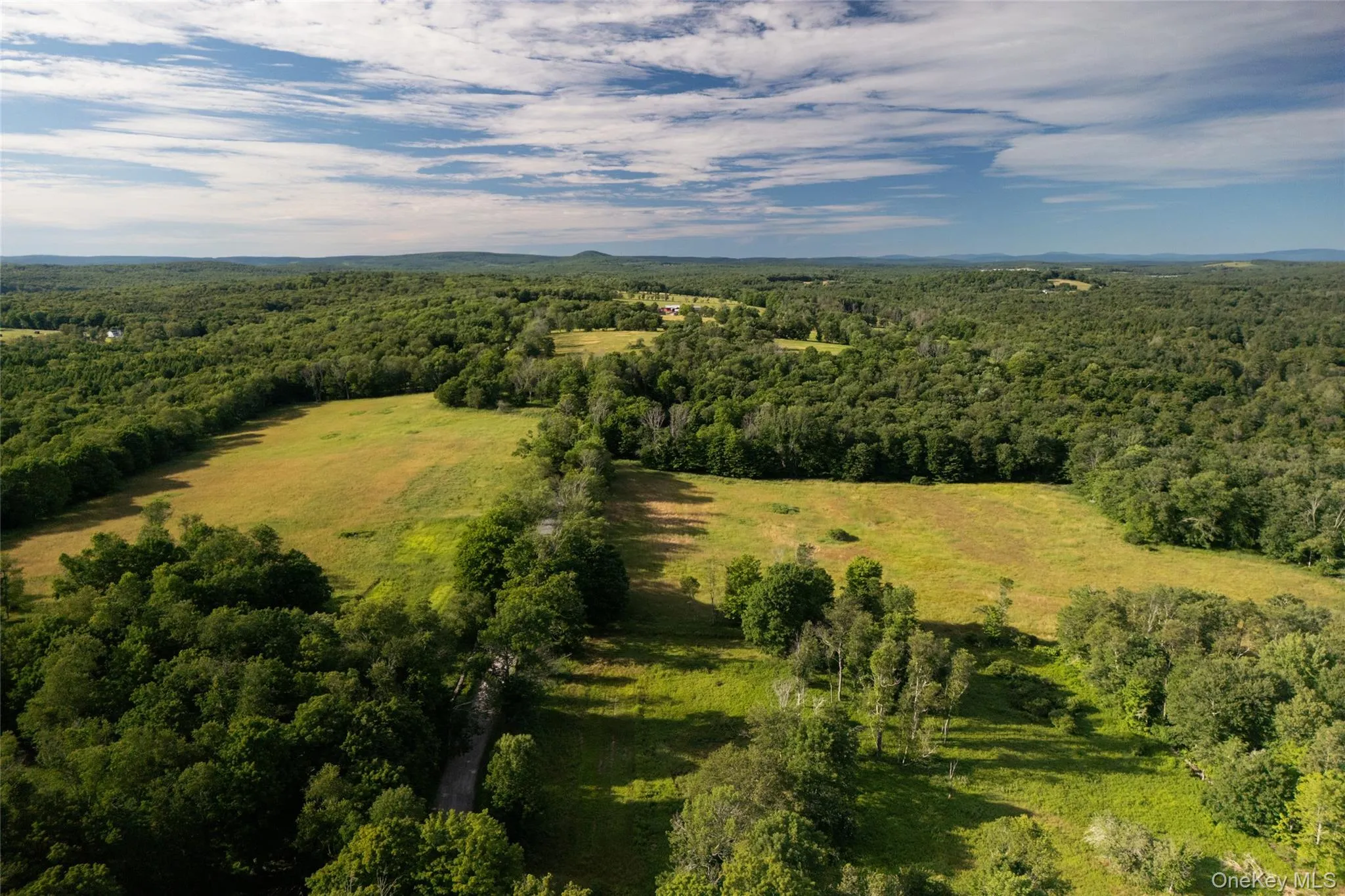 Aerial view of property's location with a forest Aerial view of property's location with a forest