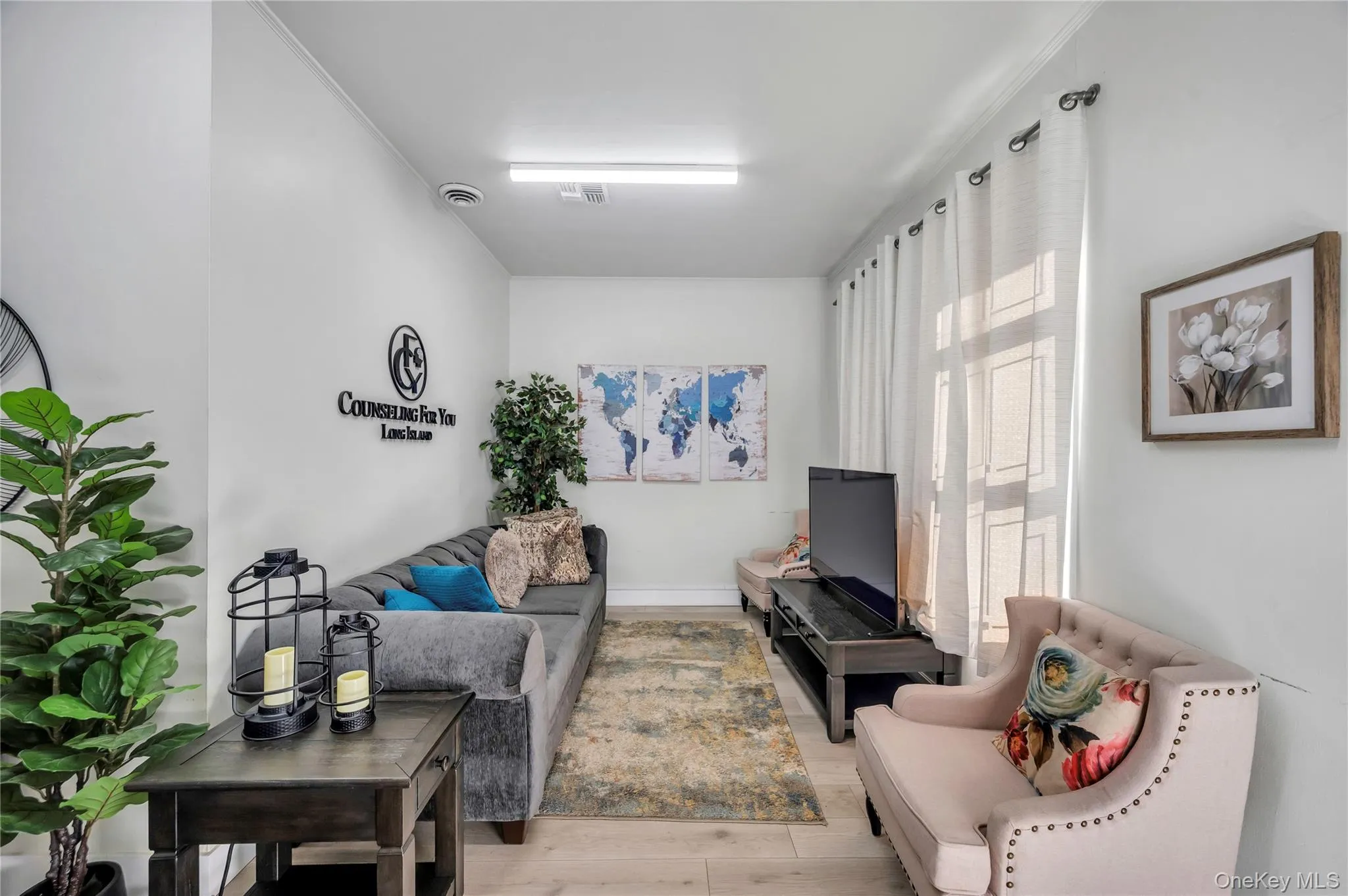 Living room with light wood finished floors Living room with light wood finished floors