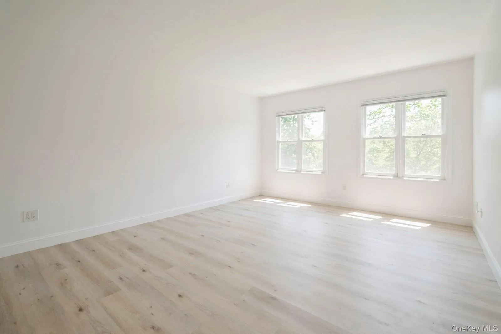 Spare room featuring light wood-style flooring and baseboards Spare room featuring light wood-style flooring and baseboards