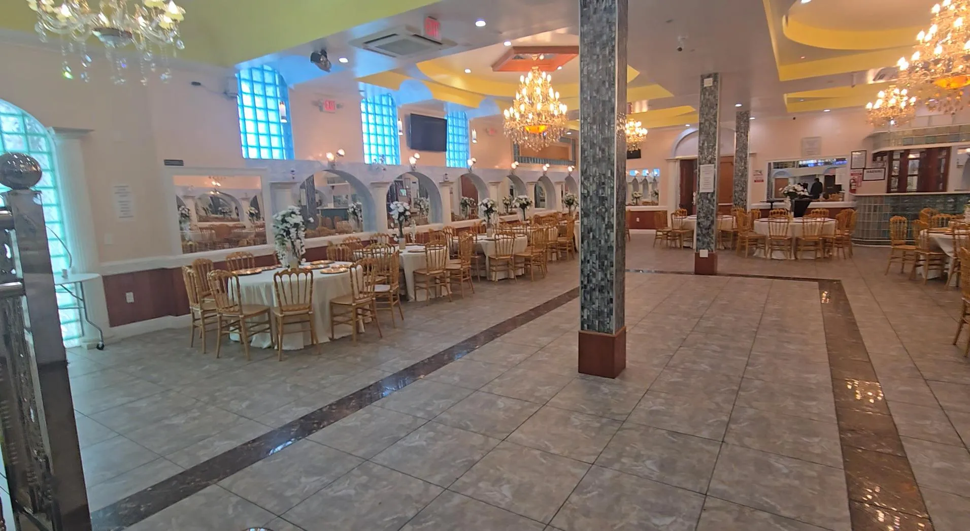 Building lobby with a towering ceiling Building lobby with a towering ceiling