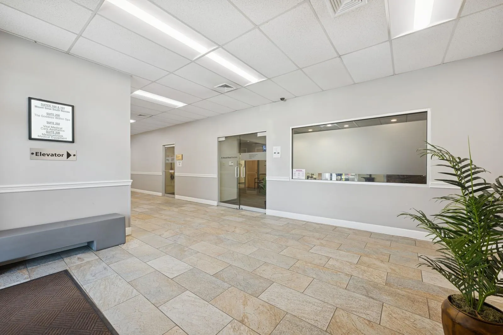 Community lobby with a drop ceiling Community lobby with a drop ceiling