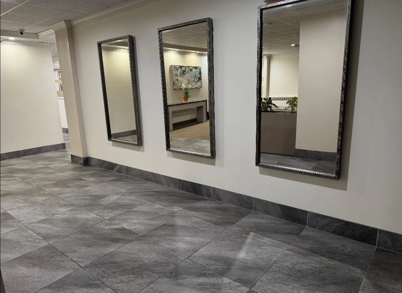 Hall with baseboards and crown molding Hall with baseboards and crown molding