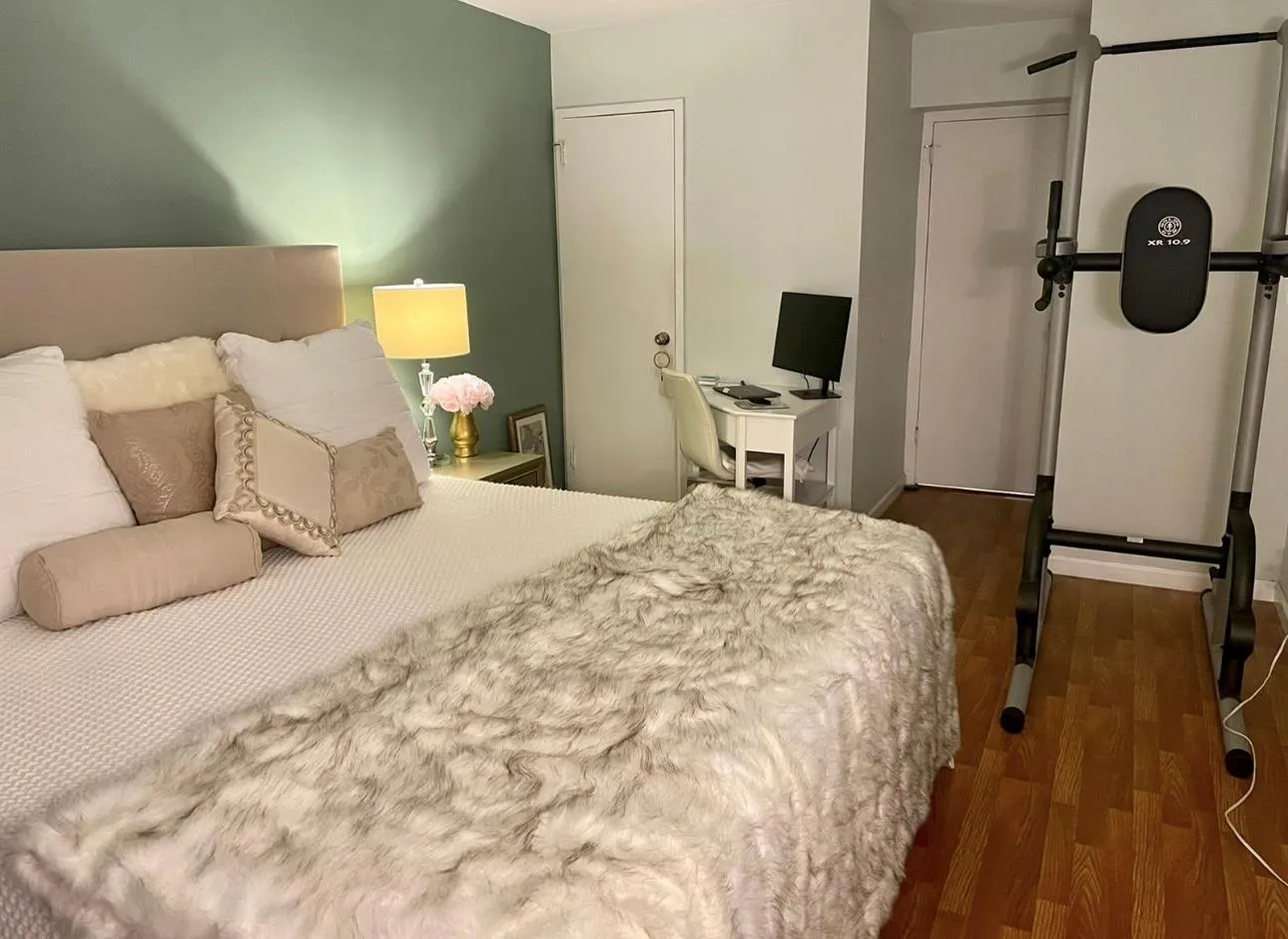 Bedroom with wood finished floors and a closet Bedroom with wood finished floors and a closet