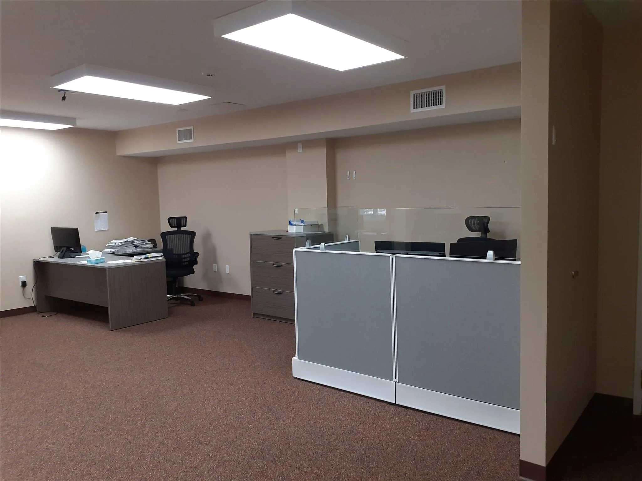 View of carpeted office space View of carpeted office space