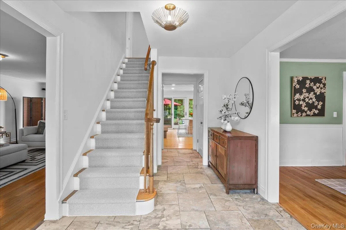 From the center hall, the living and dining rooms sit comfortably on either side while the rear of the home remains directly accessible, creating an intuitive main-level flow. From the center hall, the living and dining rooms sit comfortably on either side while the rear of the home remains directly accessible, creating an intuitive main-level flow.