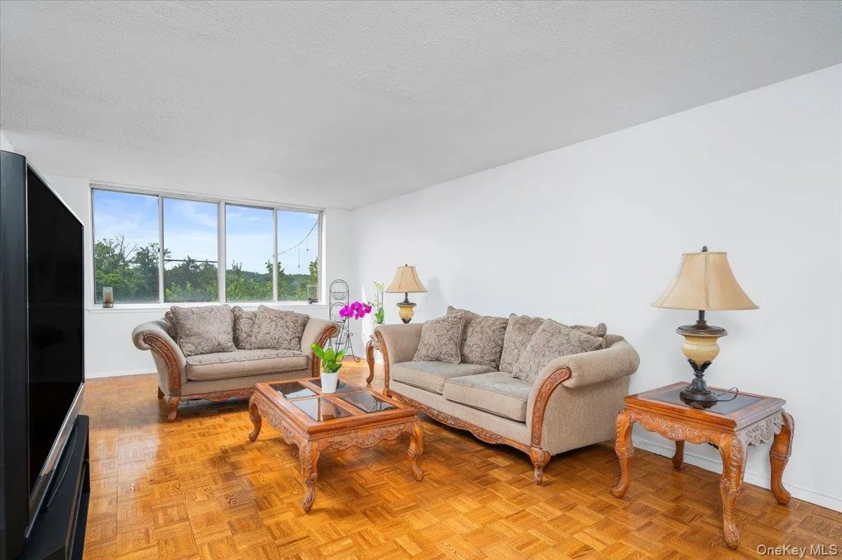 Living area with large windows facing west Living area with large windows facing west