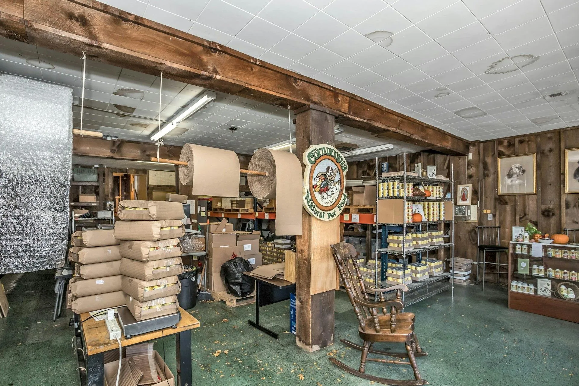 Below grade area with tile patterned floors and wooden walls Below grade area with tile patterned floors and wooden walls