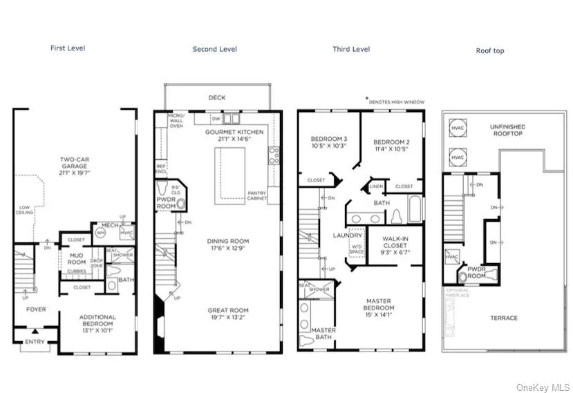 Floor plan of 4 levels, note that rooftop has many upgrades not shown Floor plan of 4 levels, note that rooftop has many upgrades not shown