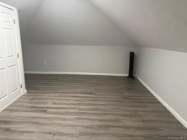 Additional living space featuring wood finished floors and lofted ceiling Additional living space featuring wood finished floors and lofted ceiling