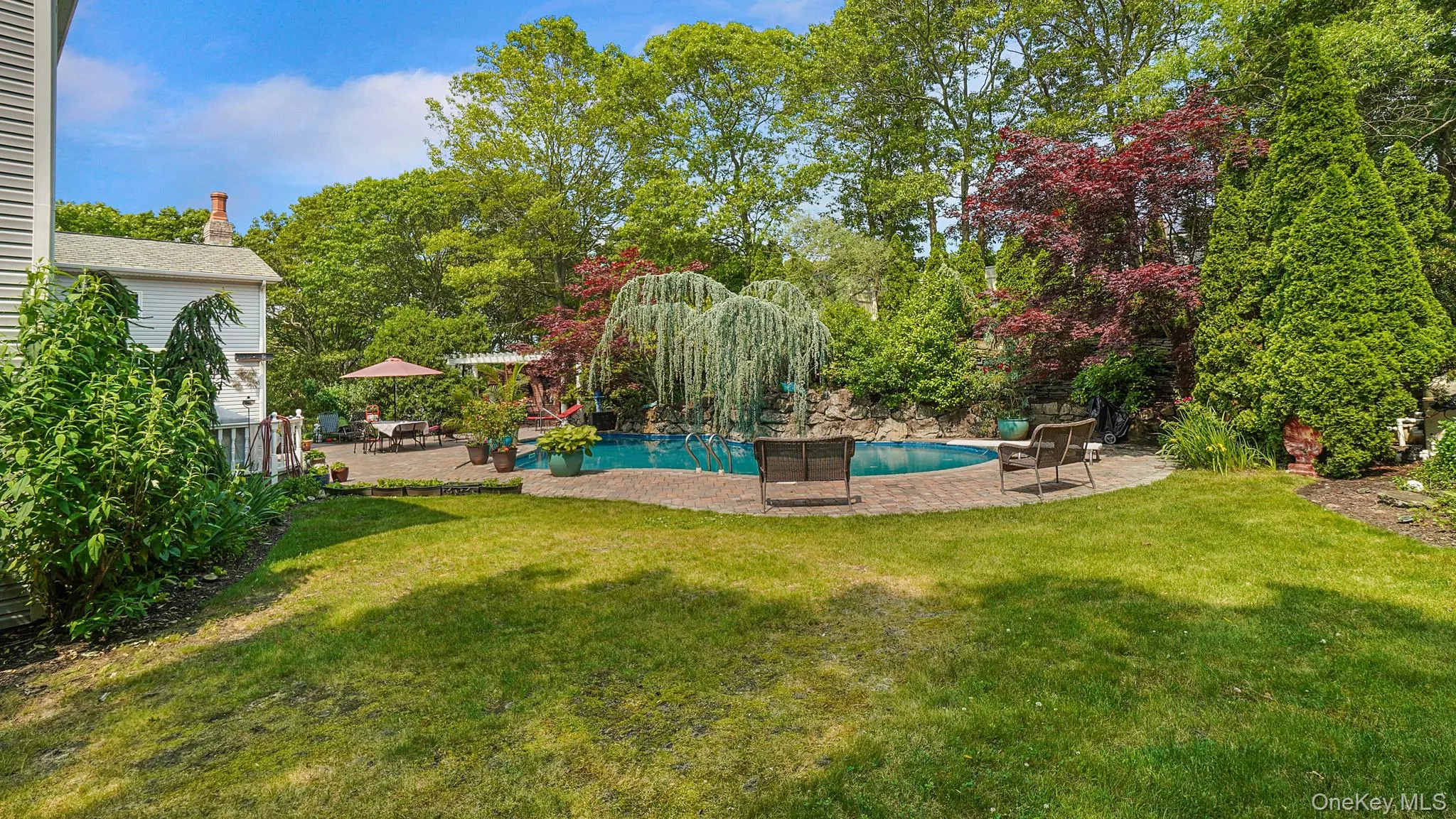 View of grassy yard with a patio and an outdoor pool View of grassy yard with a patio and an outdoor pool