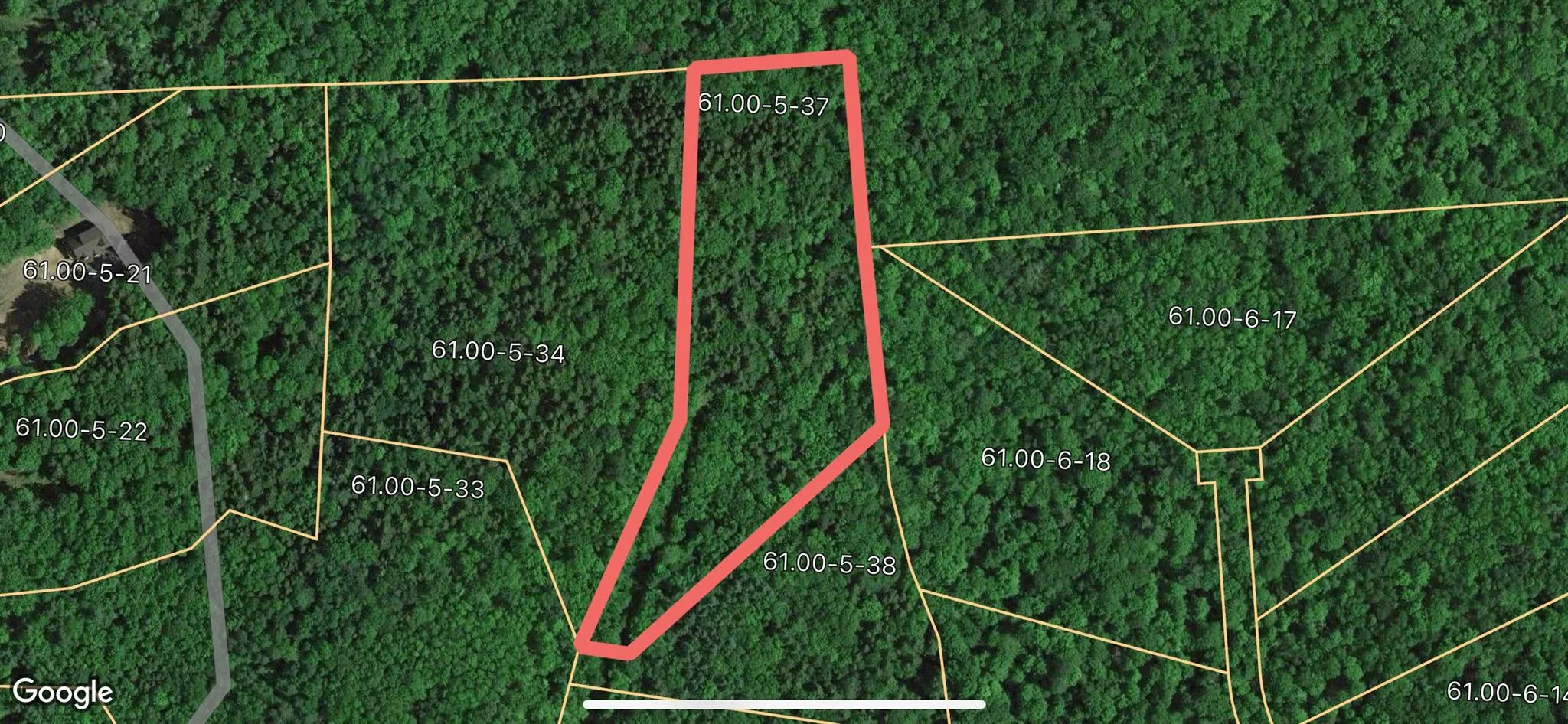 Aerial overview of property's location with property parcel outlined Aerial overview of property's location with property parcel outlined