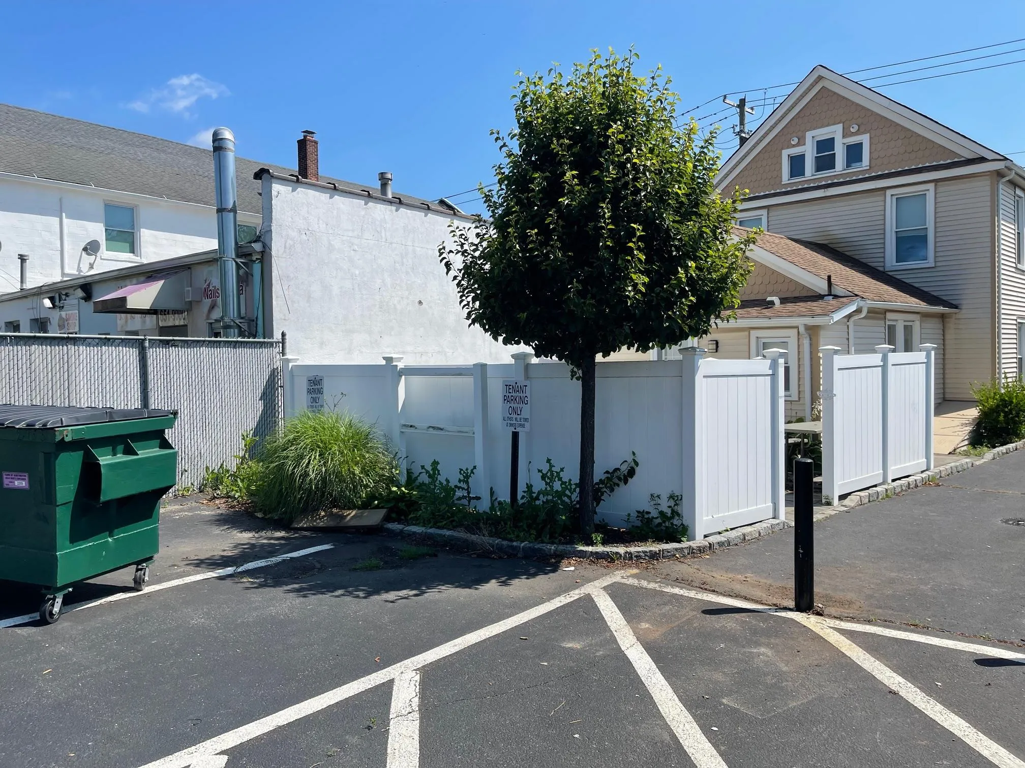 Parking lot with Refuse container Parking lot with Refuse container