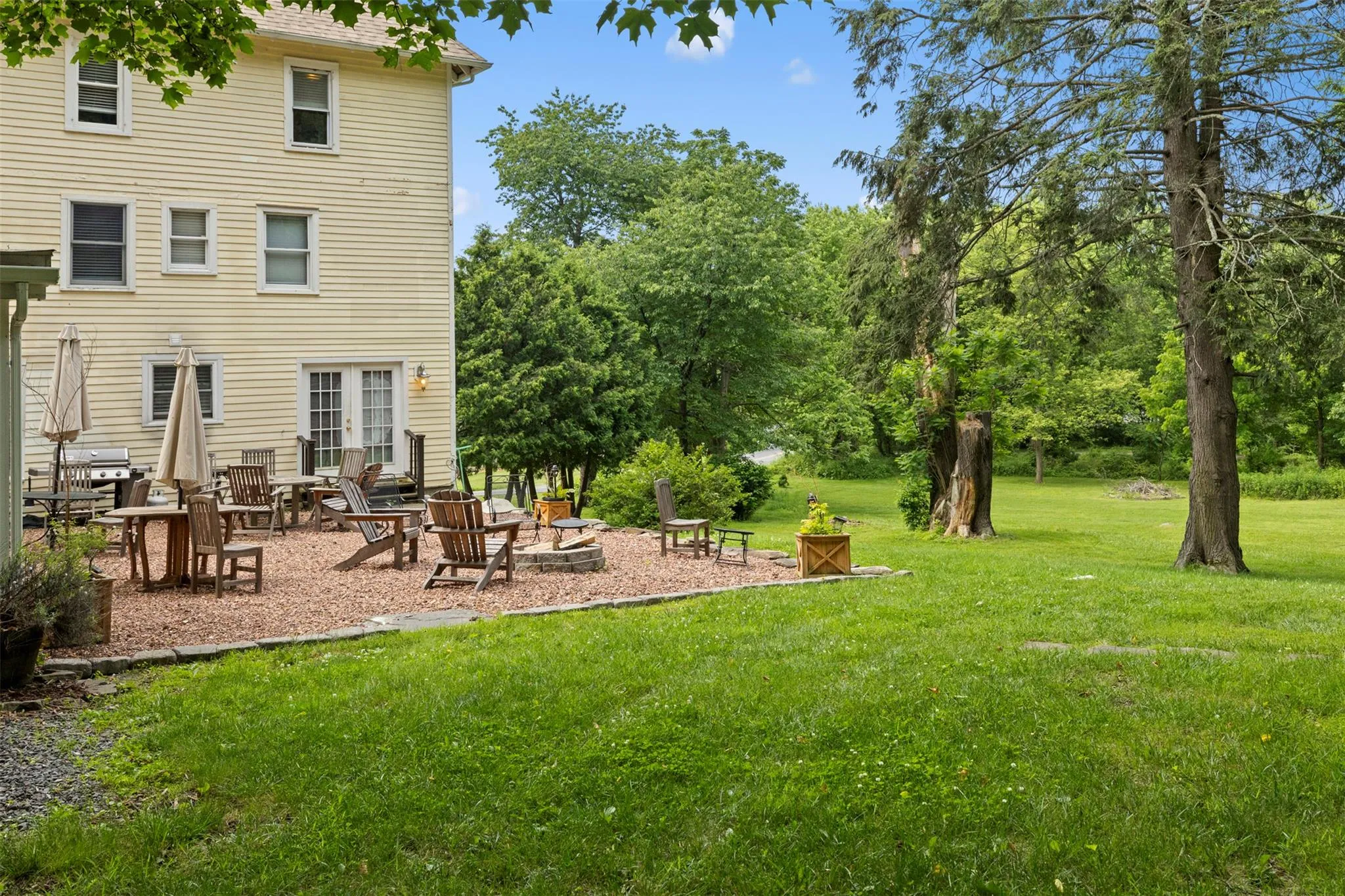 View of green lawn with french doors View of green lawn with french doors
