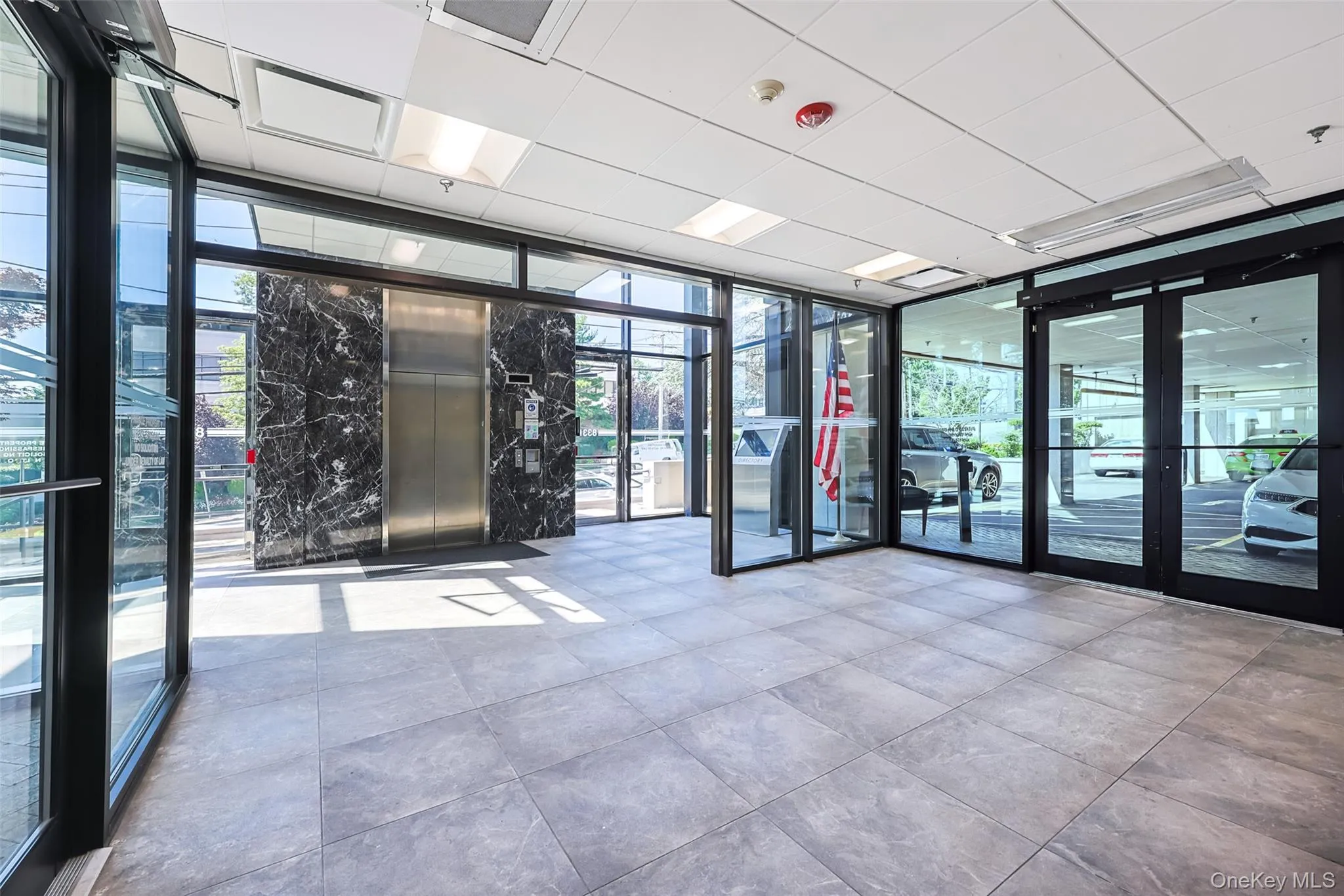 Community lobby with expansive windows Community lobby with expansive windows