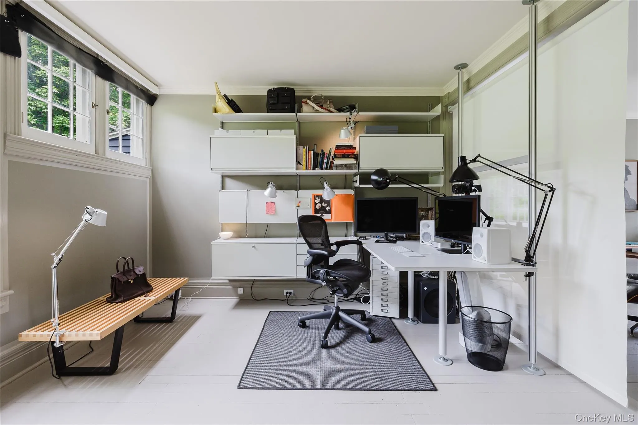 Office featuring ornamental molding Office featuring ornamental molding