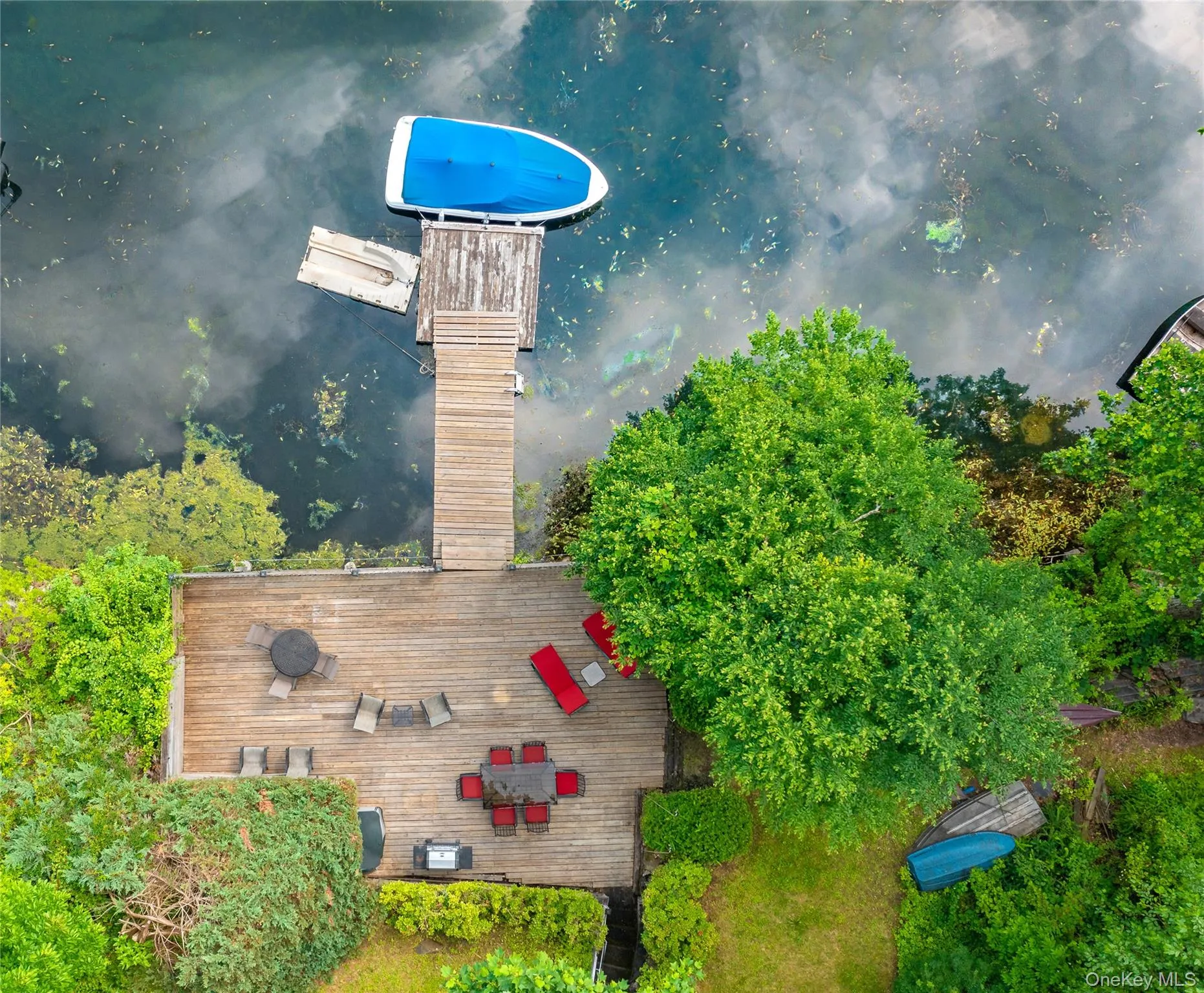 Aerial view of the deck and the dock. Aerial view of the deck and the dock.