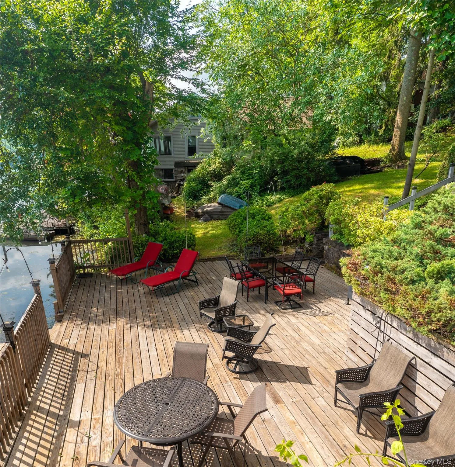 Expansive waterfront deck. Expansive waterfront deck.