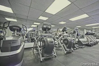 Gym featuring a paneled ceiling Gym featuring a paneled ceiling