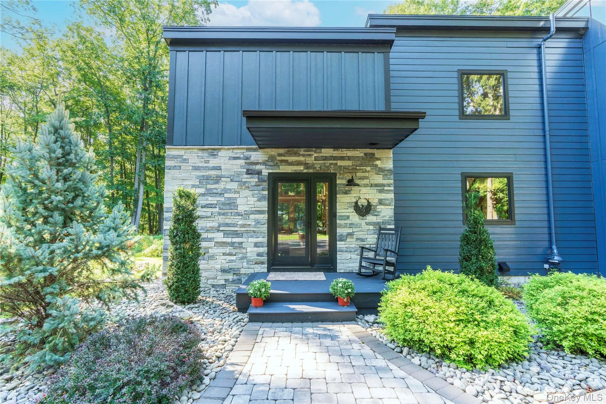 Front Entrance with Blue Stone Wall & Steps Front Entrance with Blue Stone Wall & Steps