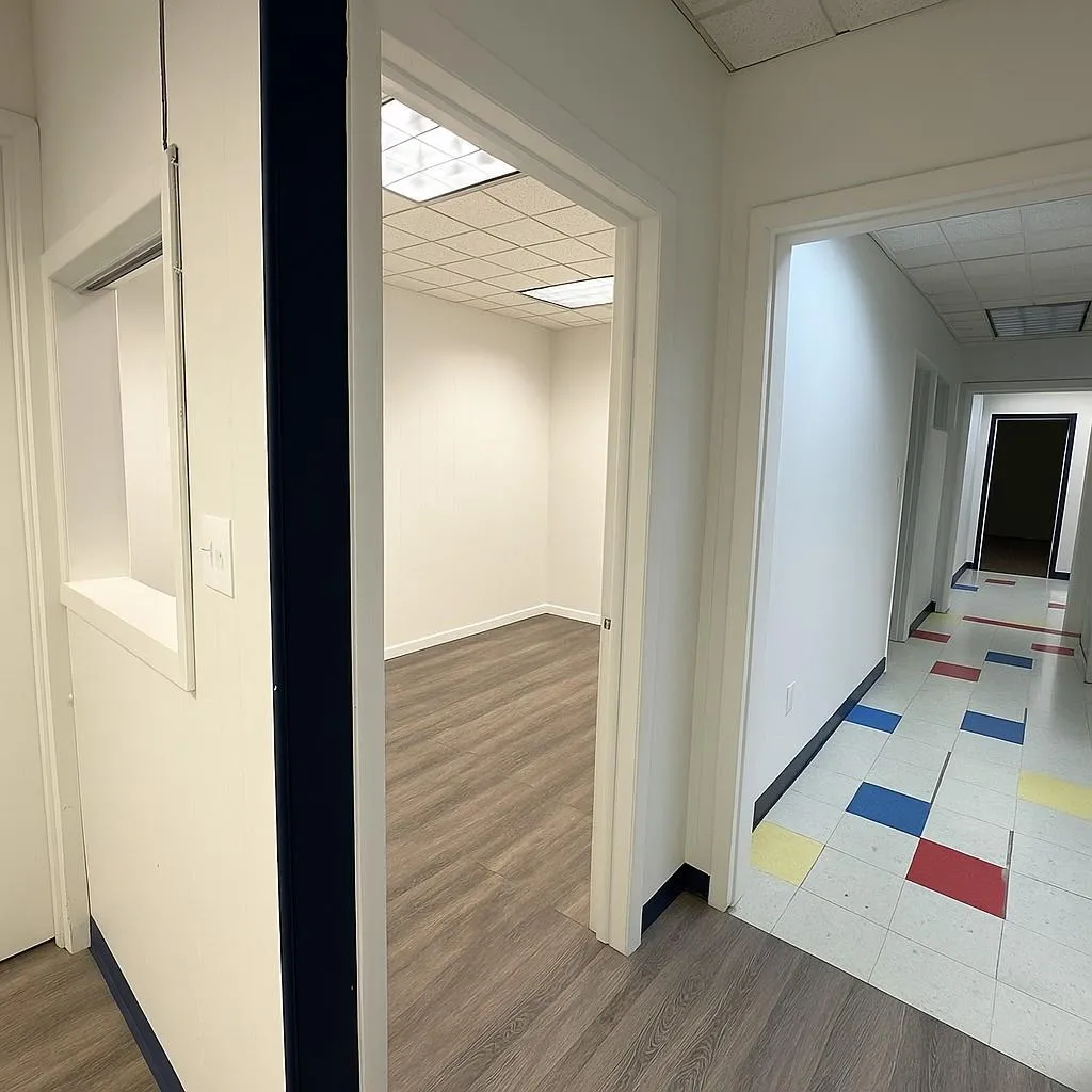 Hall featuring a paneled ceiling and wood finished floors Hall featuring a paneled ceiling and wood finished floors