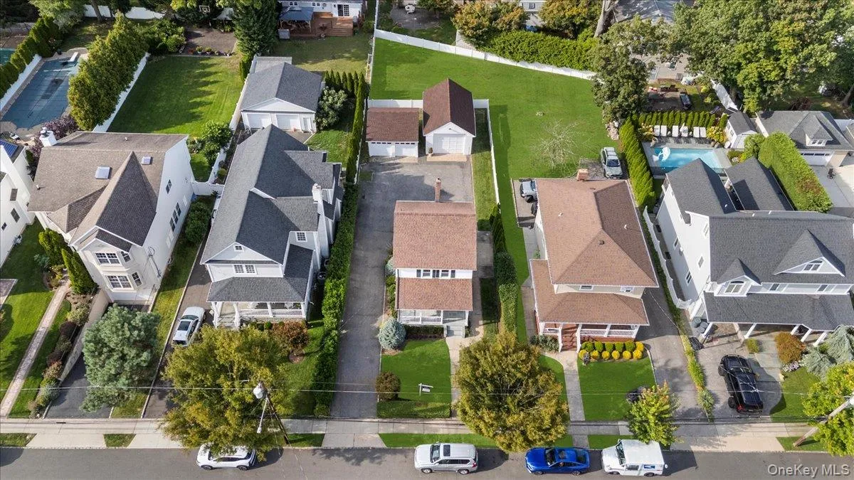 Aerial perspective of suburban area Aerial perspective of suburban area