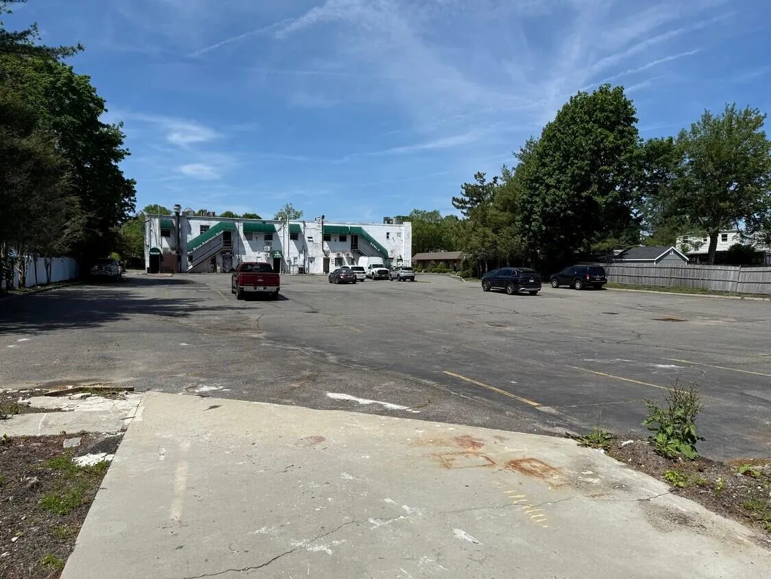 Parking lot in back of building Parking lot in back of building