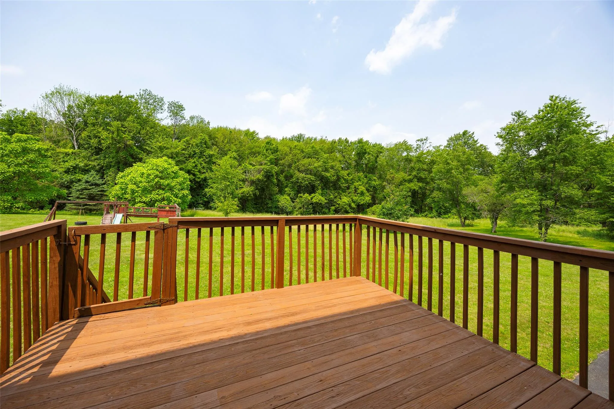 Wooden terrace with a lawn Wooden terrace with a lawn