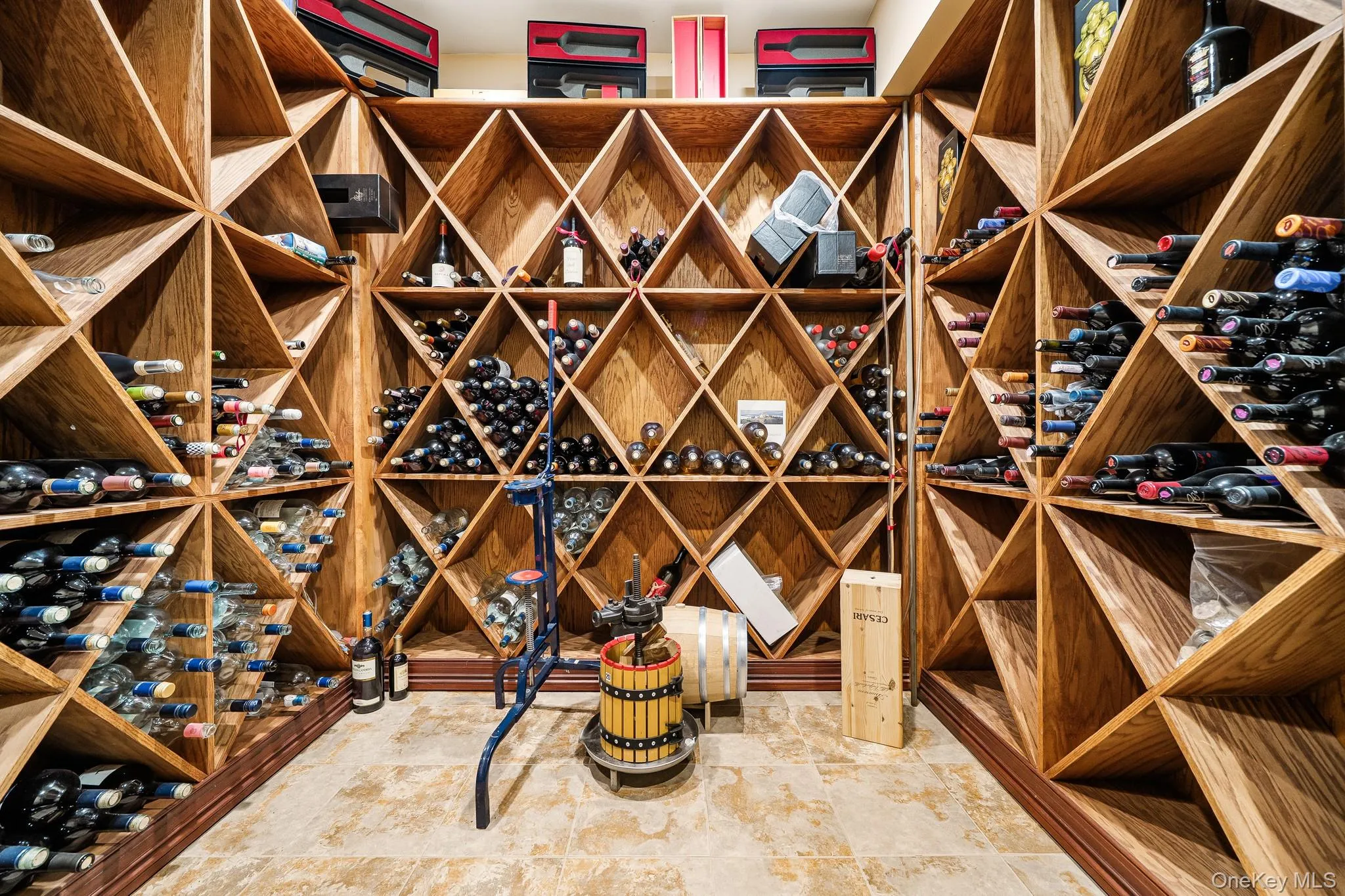 Wine room featuring stone finish floors Wine room featuring stone finish floors