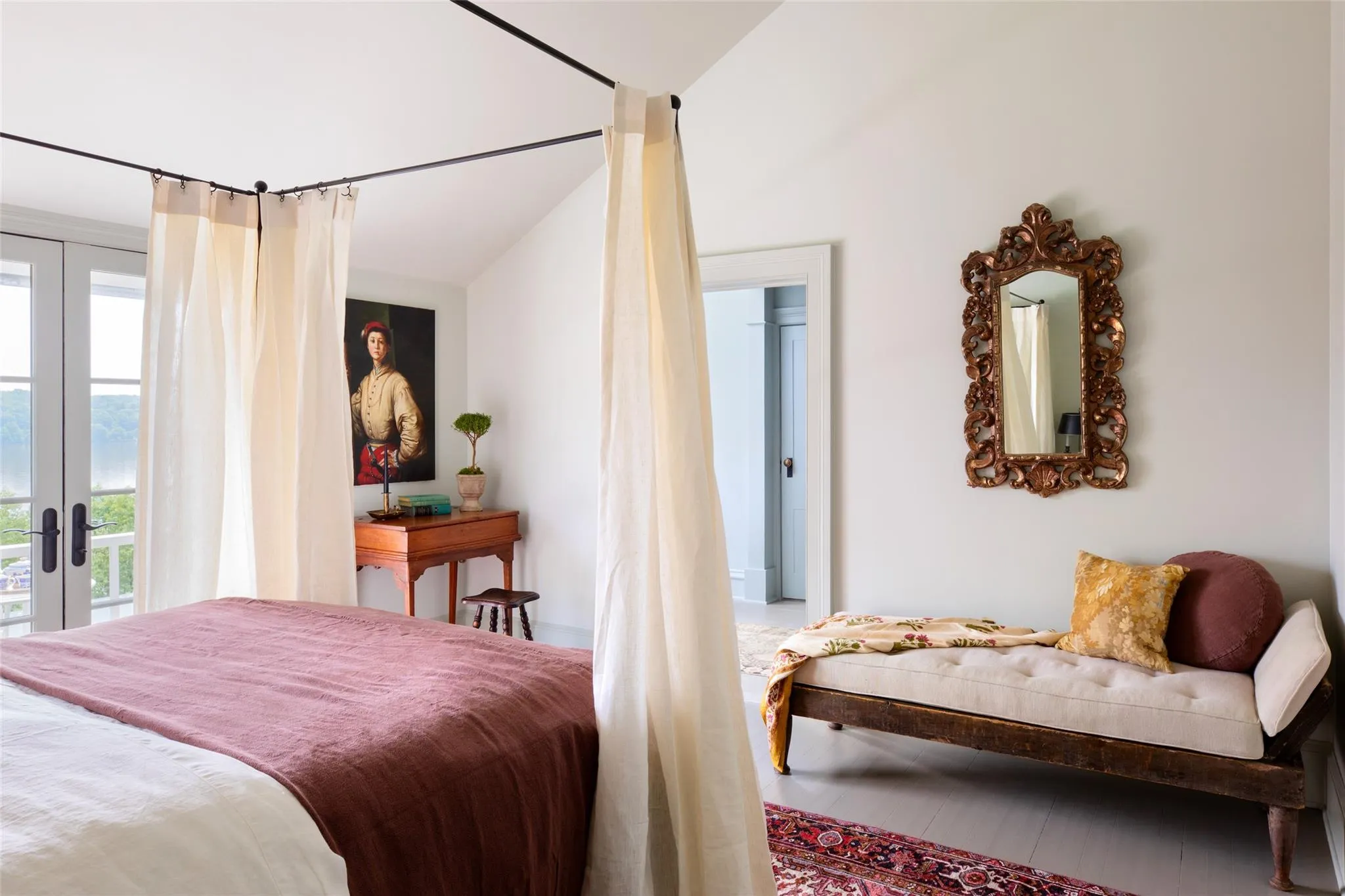 Bedroom with lofted ceiling, french doors, and access to exterior Bedroom with lofted ceiling, french doors, and access to exterior