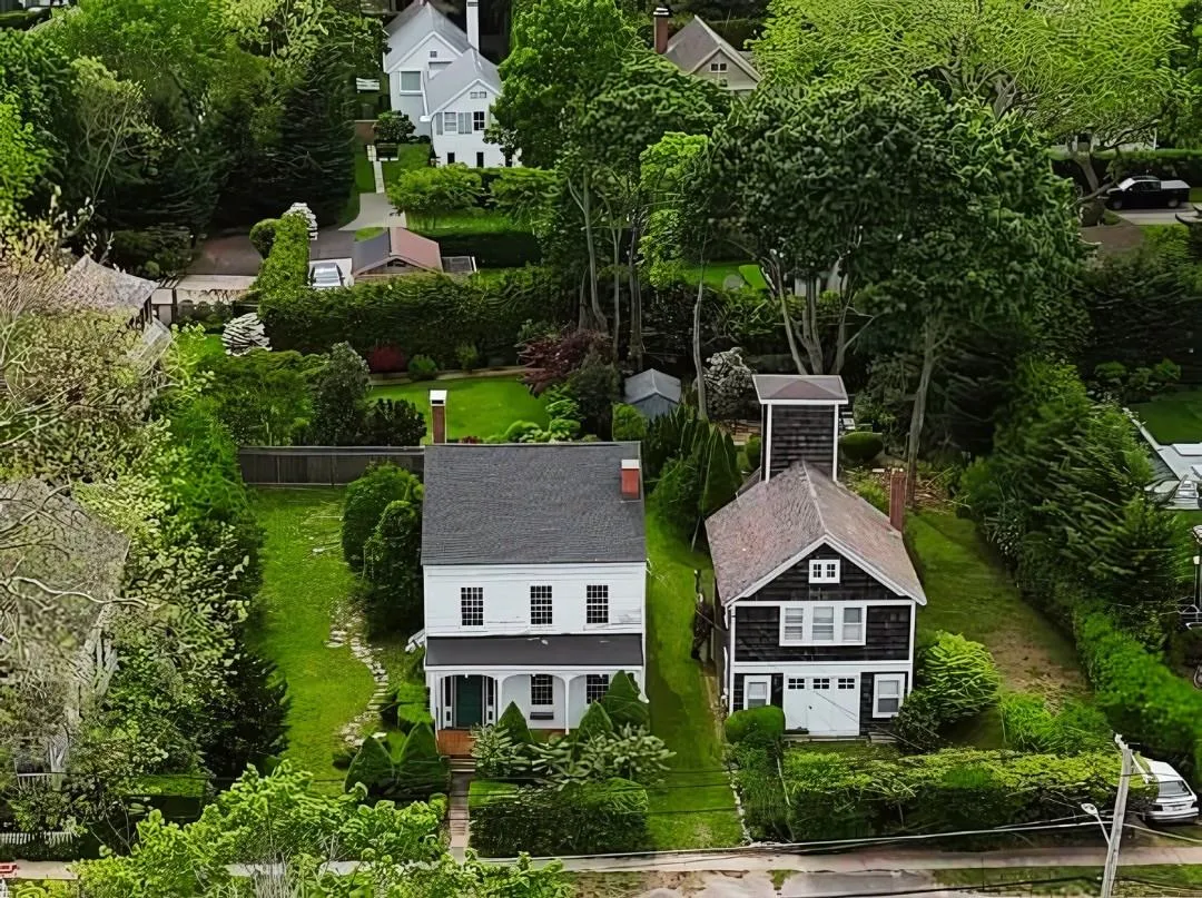 Aerial perspective of suburban area Aerial perspective of suburban area