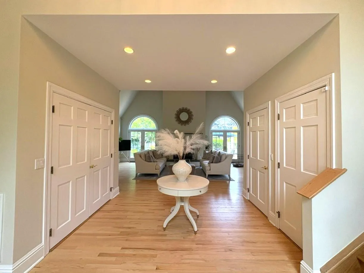 Entryway featuring light wood finished floors and recessed lighting Entryway featuring light wood finished floors and recessed lighting