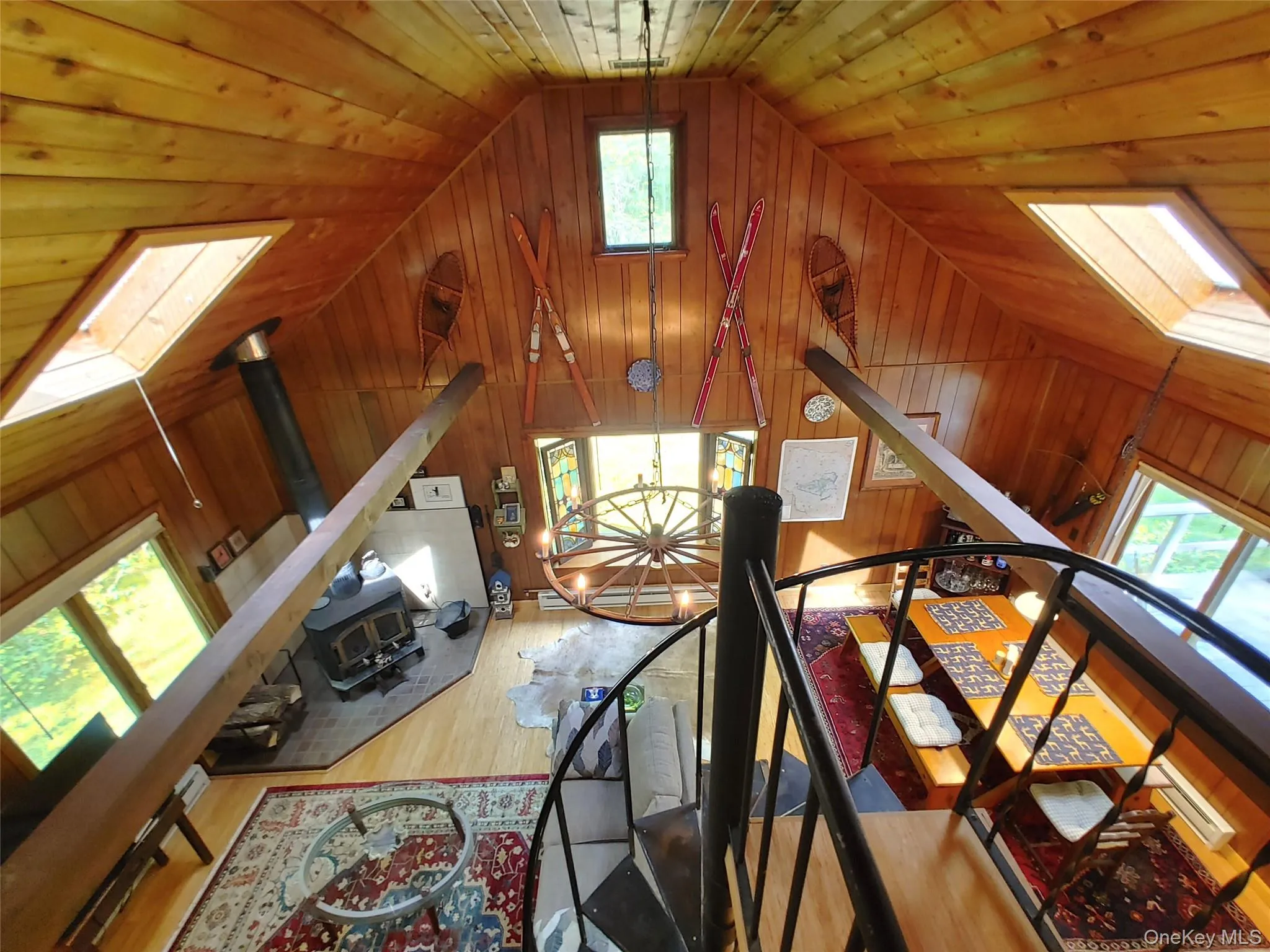 View to below from the loft highlighting the skylights and ceiling beams View to below from the loft highlighting the skylights and ceiling beams