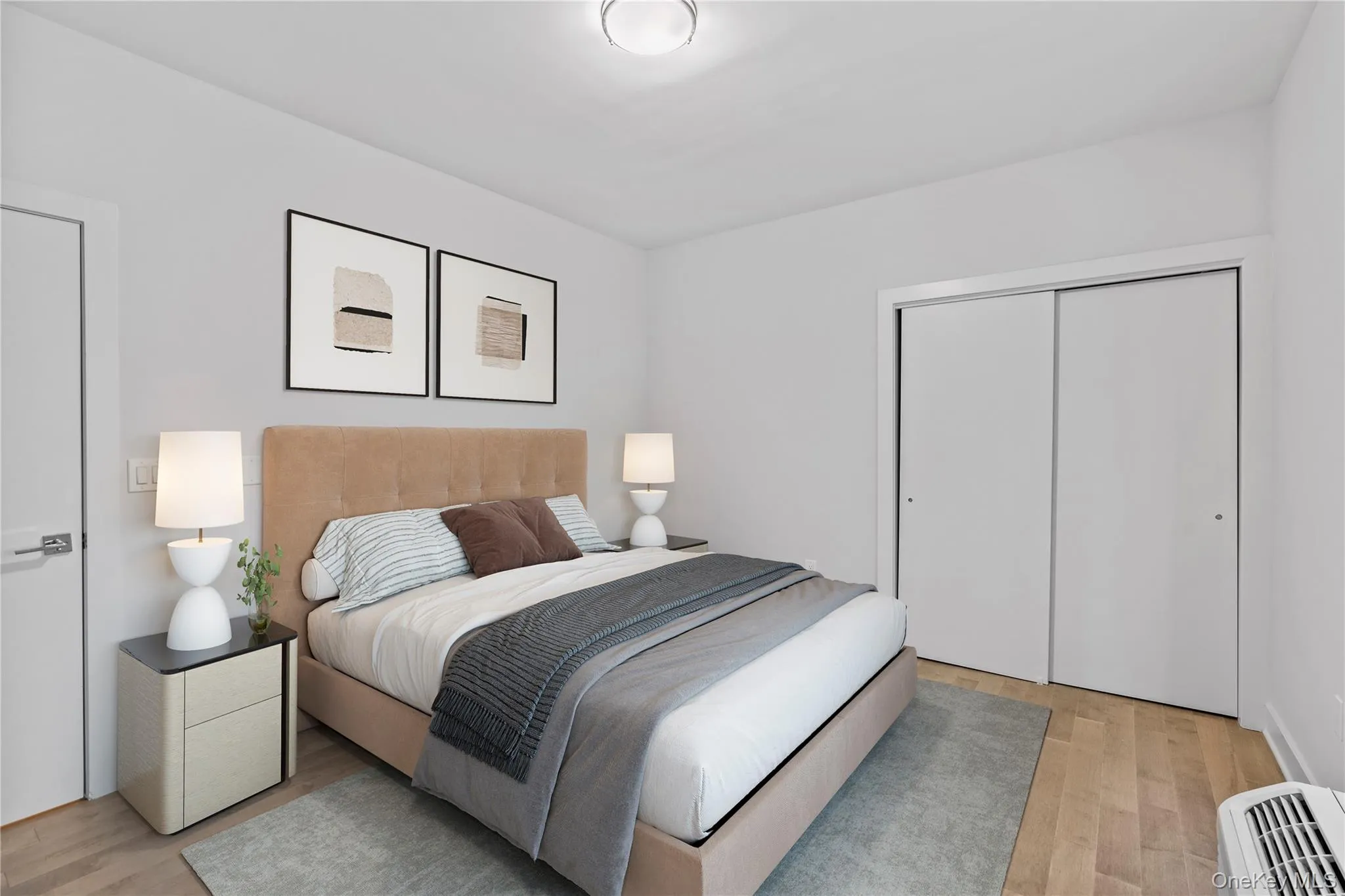 Bedroom with light wood finished floors and a closet Bedroom with light wood finished floors and a closet