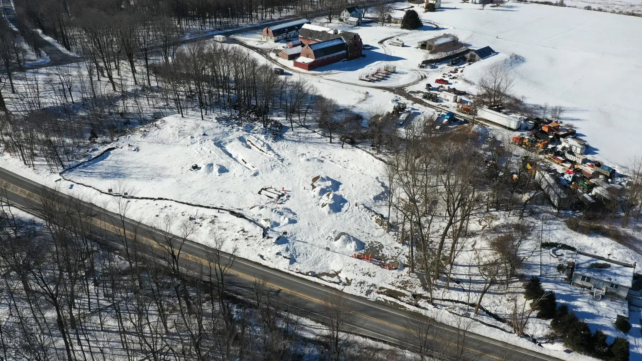 View of snowy aerial view View of snowy aerial view