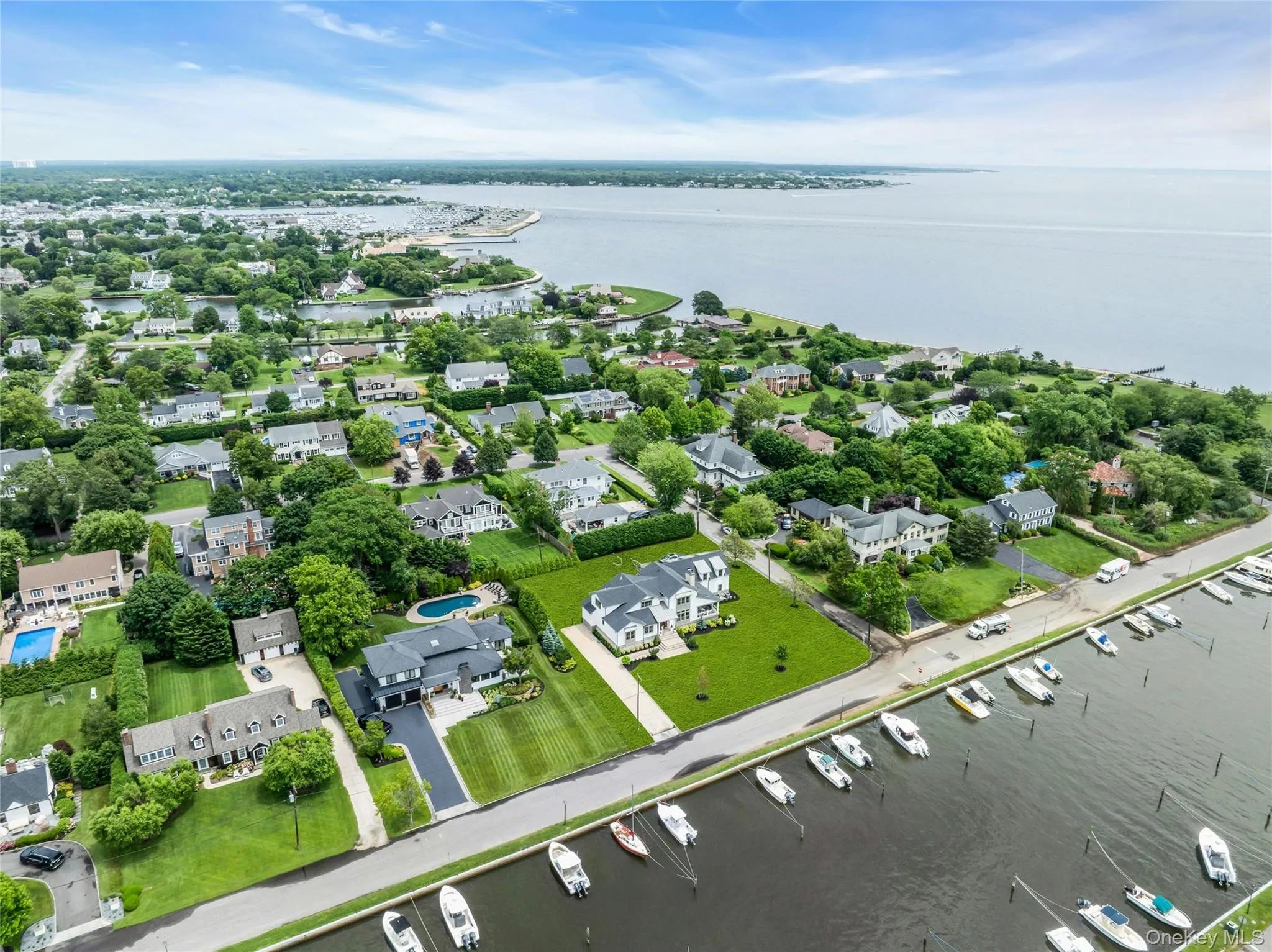 Bird's eye view of a large body of water Bird's eye view of a large body of water