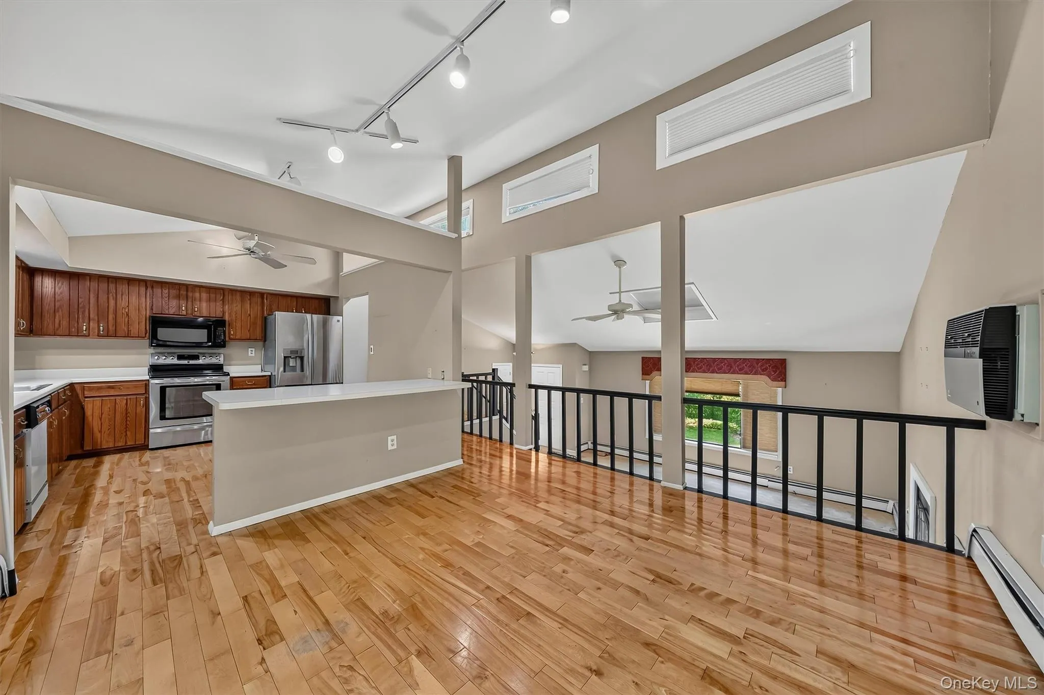 Overlooks the living room and opens up into the kitchen Overlooks the living room and opens up into the kitchen