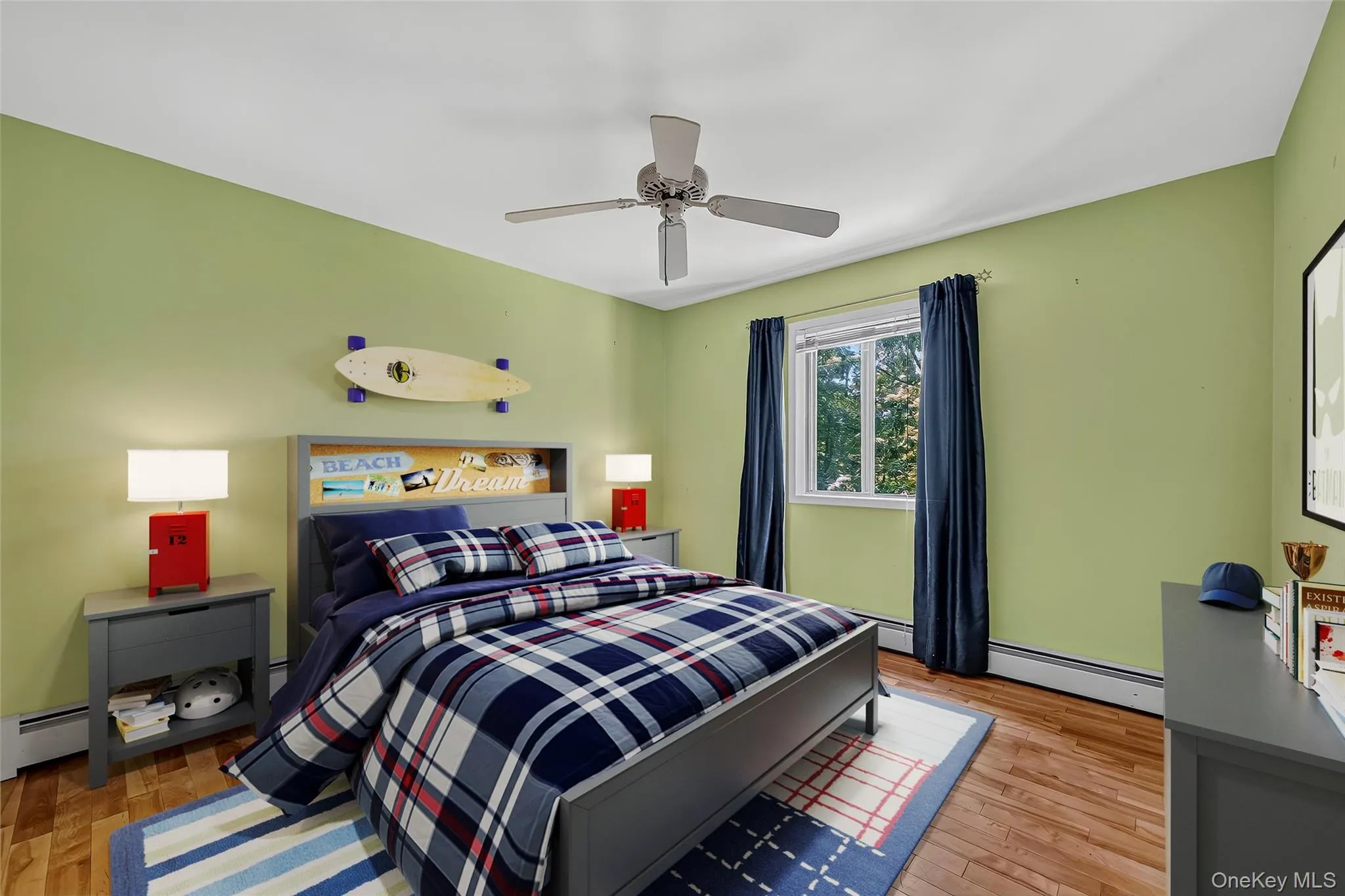 A full size bed easily fits with room for a dresser, nightstand, etc in this spacious corner bedroom A full size bed easily fits with room for a dresser, nightstand, etc in this spacious corner bedroom