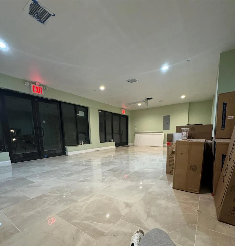 Community lobby featuring recessed lighting Community lobby featuring recessed lighting