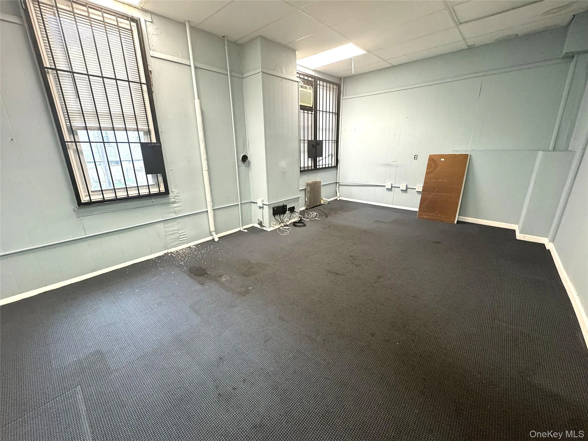 Spare room with a drop ceiling and carpet flooring Spare room with a drop ceiling and carpet flooring