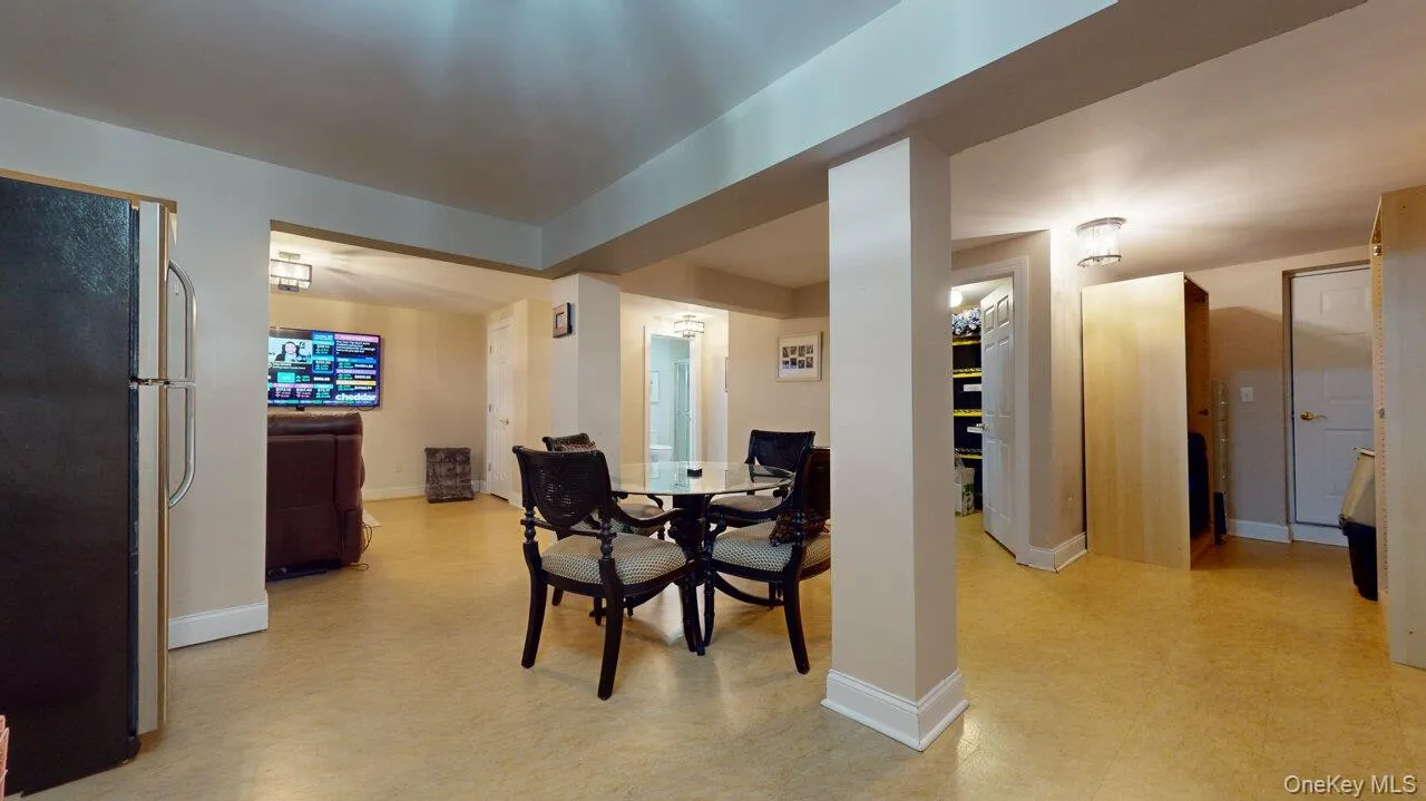 Recreation space lends itself to many uses- exercise, play area, tv/game watching. Has separate finished storage room, and full bathroom (beautifully tiled), with shower, lovely vanity sink. Recreation space lends itself to many uses- exercise, play area, tv/game watching. Has separate finished storage room, and full bathroom (beautifully tiled), with shower, lovely vanity sink.