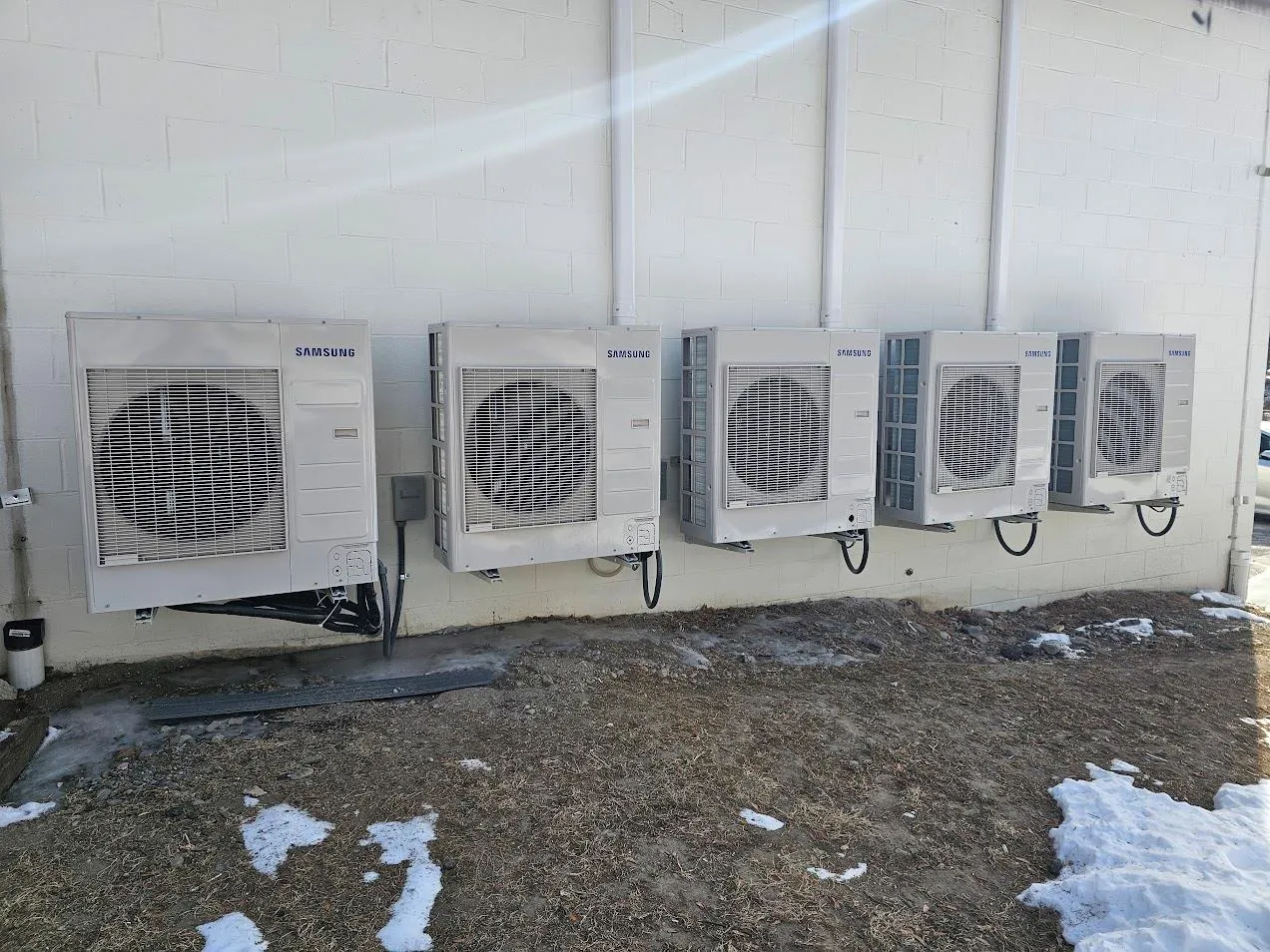 Exterior view of concrete block siding Exterior view of concrete block siding