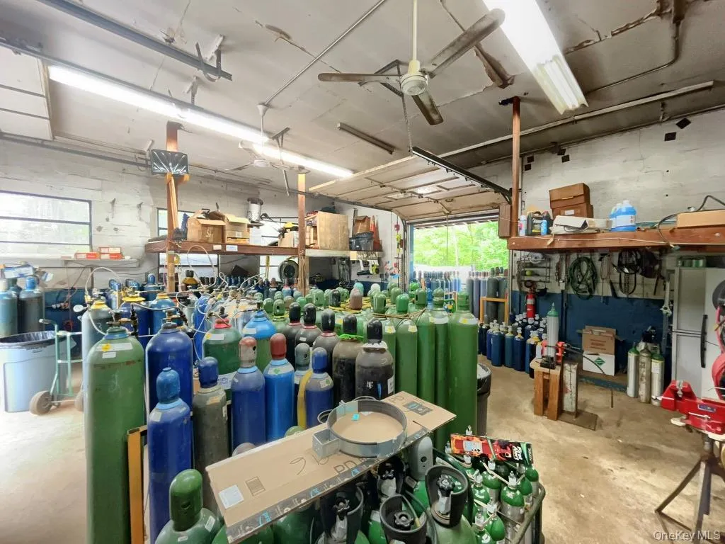 Garage with a ceiling fan Garage with a ceiling fan